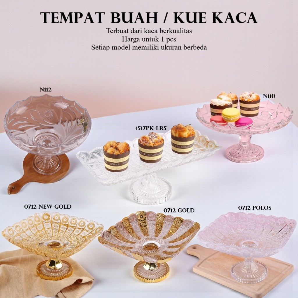 CAPODIMONTE Tempat Buah / Kue Kaca Berkaki Besar 1 Pcs
