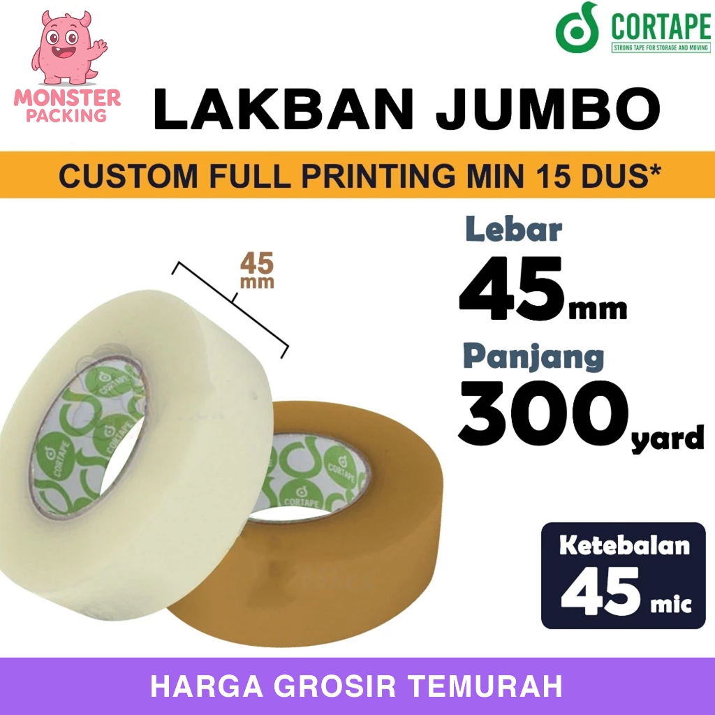 Lakban 45mm x 300yard JUMBO CORTAPE Lakban Isolasi Kuat Tape Termurah / Satuan