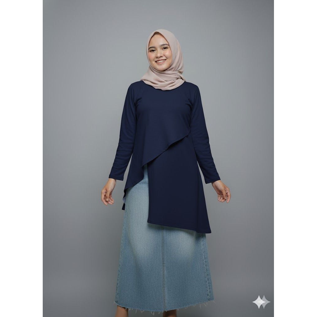 Inara Tunik hijab viral kekinian asimetris original by simple style outfit Korea kekinian kaos combe