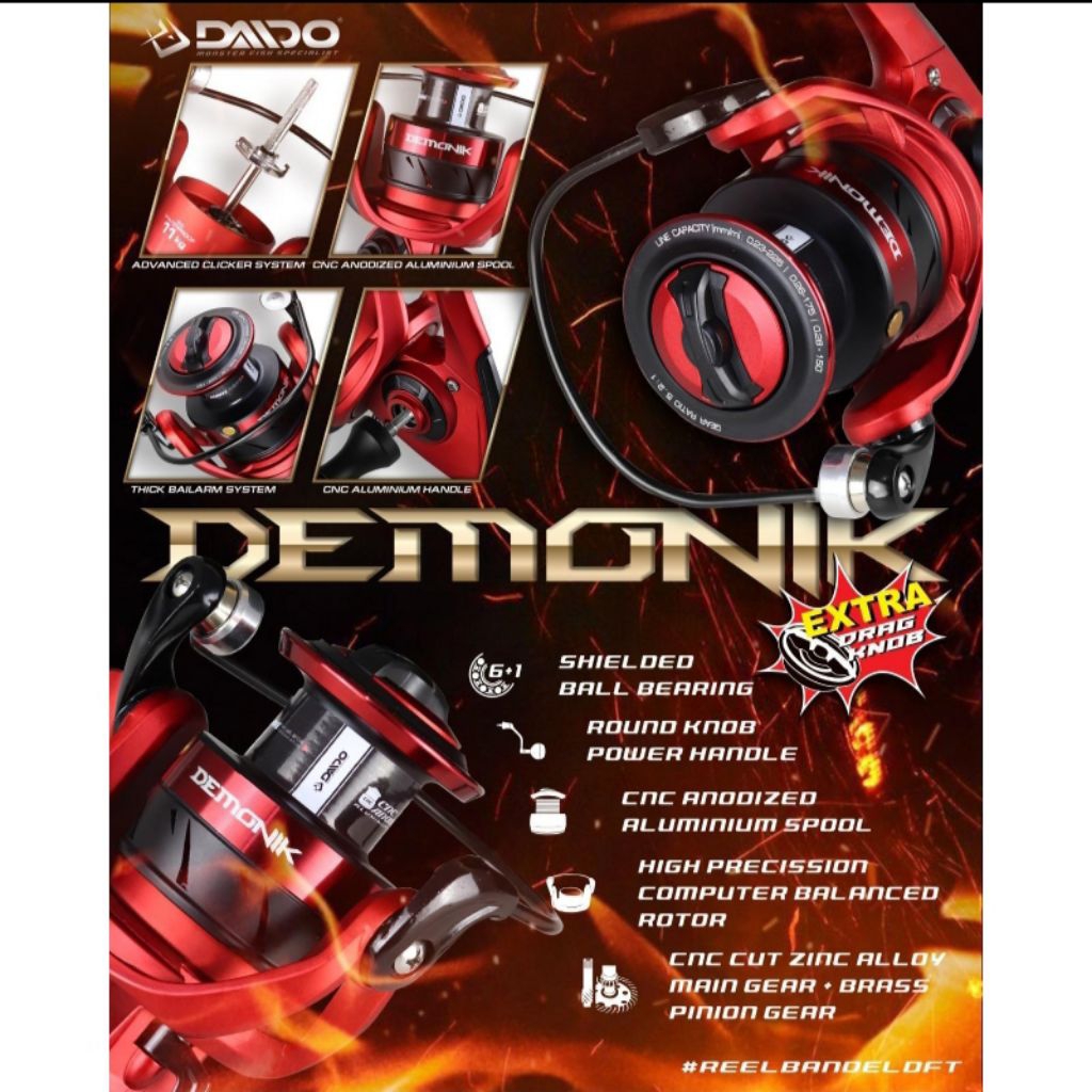 reel spining daido Demonik 1000 2000 3000 4000RK 6000RK reel pancing kuat dan bandel