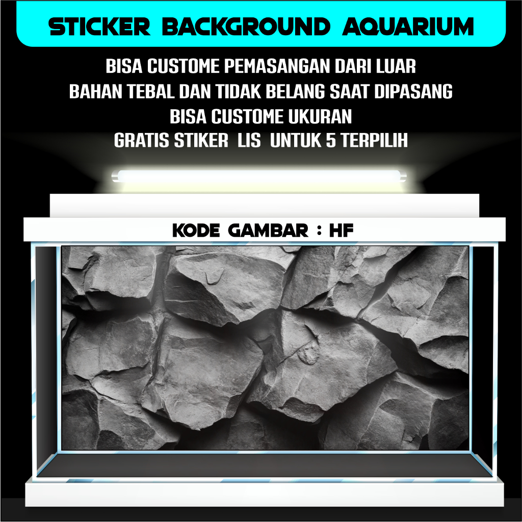 sticker wallpaper background aquarium belakang tema gambar batu rocstone marmer atau granit HF2