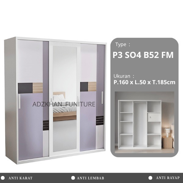 LEMARI BESI IMPORTA ( 3 PINTU 100% FULL PLAT BESI )