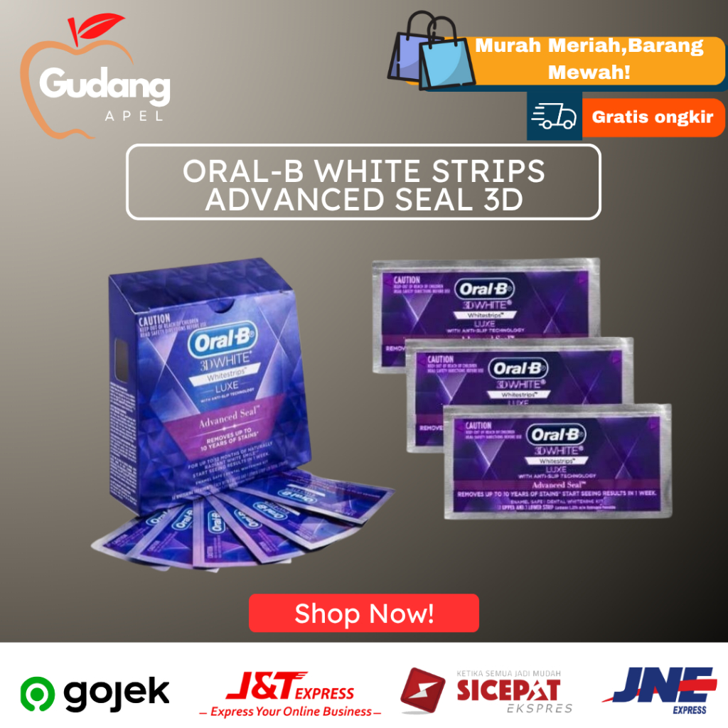 ORAL-B WHITE STRIPS ADVANCED SEAL 3D WHITENING ORAL B WHITESTRIPS | PEMUTIH GIGI (SACHET)