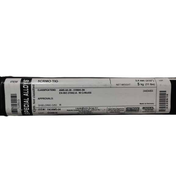 Kawat las Lincoln Tig 5 CRMO ER80S-B6 diameter 2.4mm Low Alloy Steel