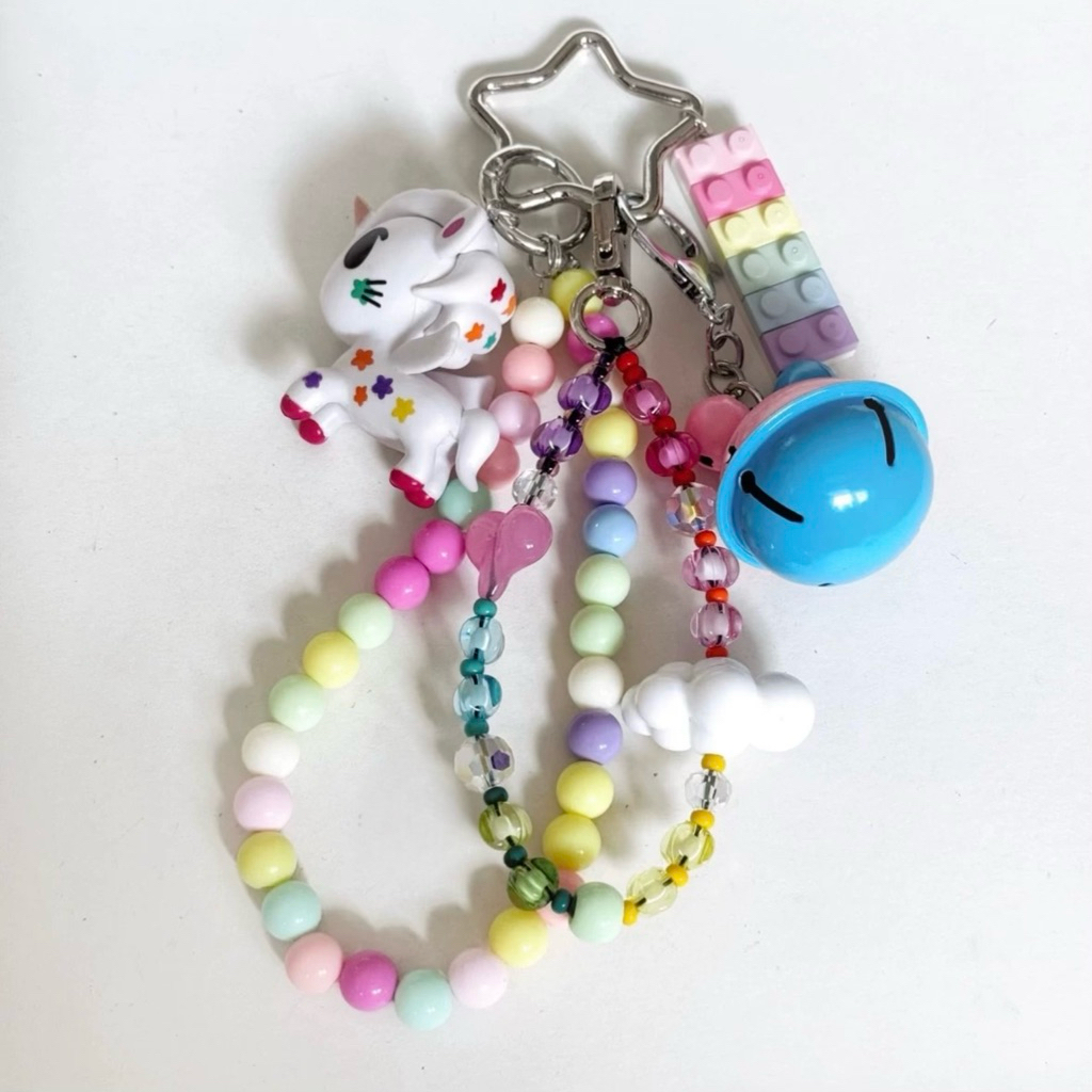 Gantungan Tas Gantungan Kunci Boneka Unicorn Lonceng | Bag Charm Keychain Stainless Logam Perak | Ae