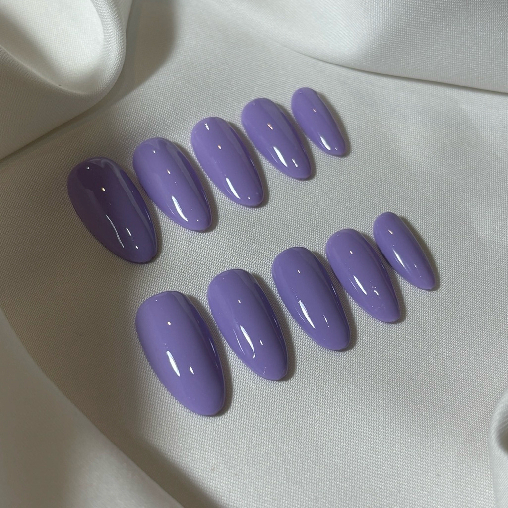 Press On Nail Lavender | Kuku Palsu panjang Korea | Natural Glossy