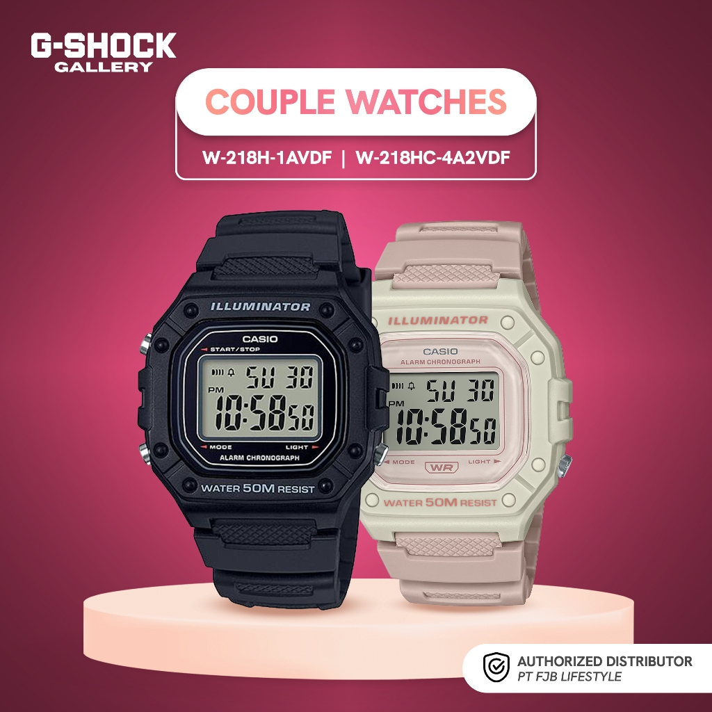 Jam Tangan Couple Pria Wanita Digital Water Resistant Hitam Merah