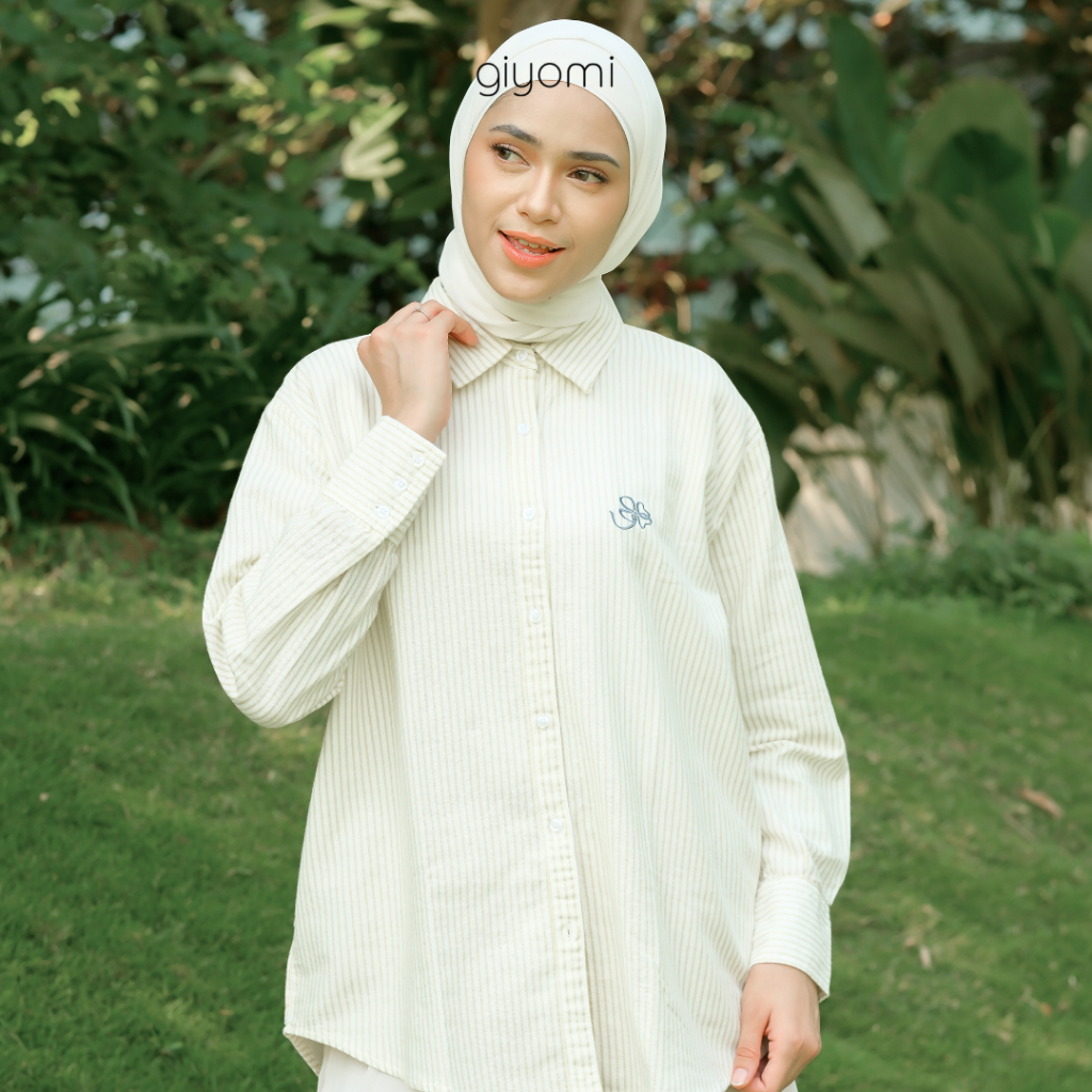 GIYOMI ID - Ella Shirt / Kemeja Wanita / Kemeja Bahan Linen / Baju Atasan Wanita