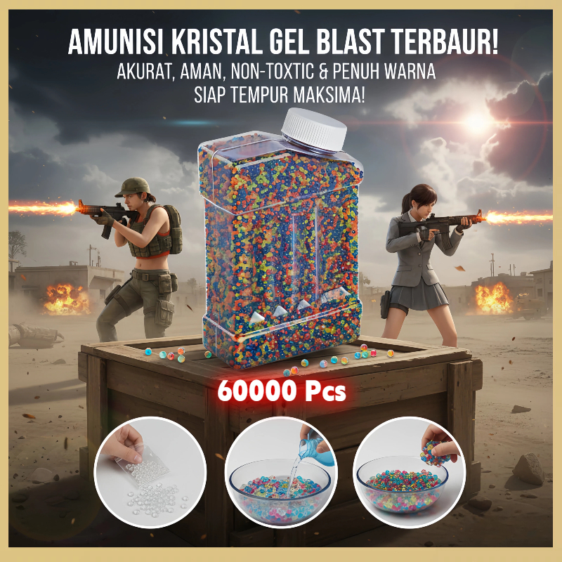 Mainan Gel Blaster Aksesoris - Bola Gel Air 7-8mm Water Gel 60000 Pcs