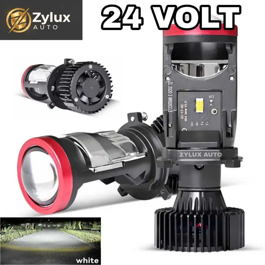 Lampu LED Utama 24 Volt Projector RED Y8D Pro Mini Kipas H6 H7 H4 Truk Bus Canter Fuso Tronton Cante