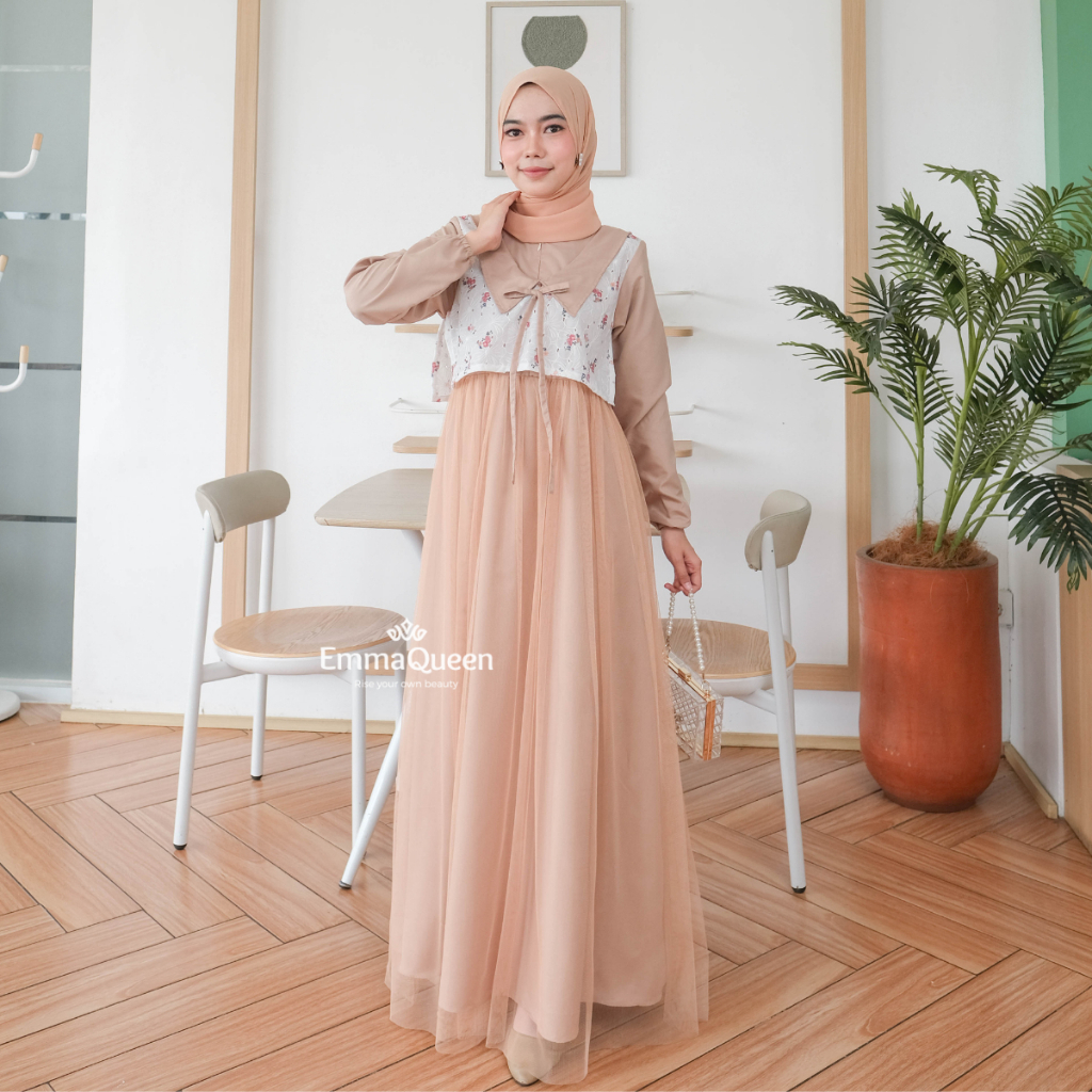 GAMIS MEWAH ELEGAN TERBARU 2026 - Dress Wanita Katun Tile Variasi Bordir Raysha XS-XXL Busui Wudhu F