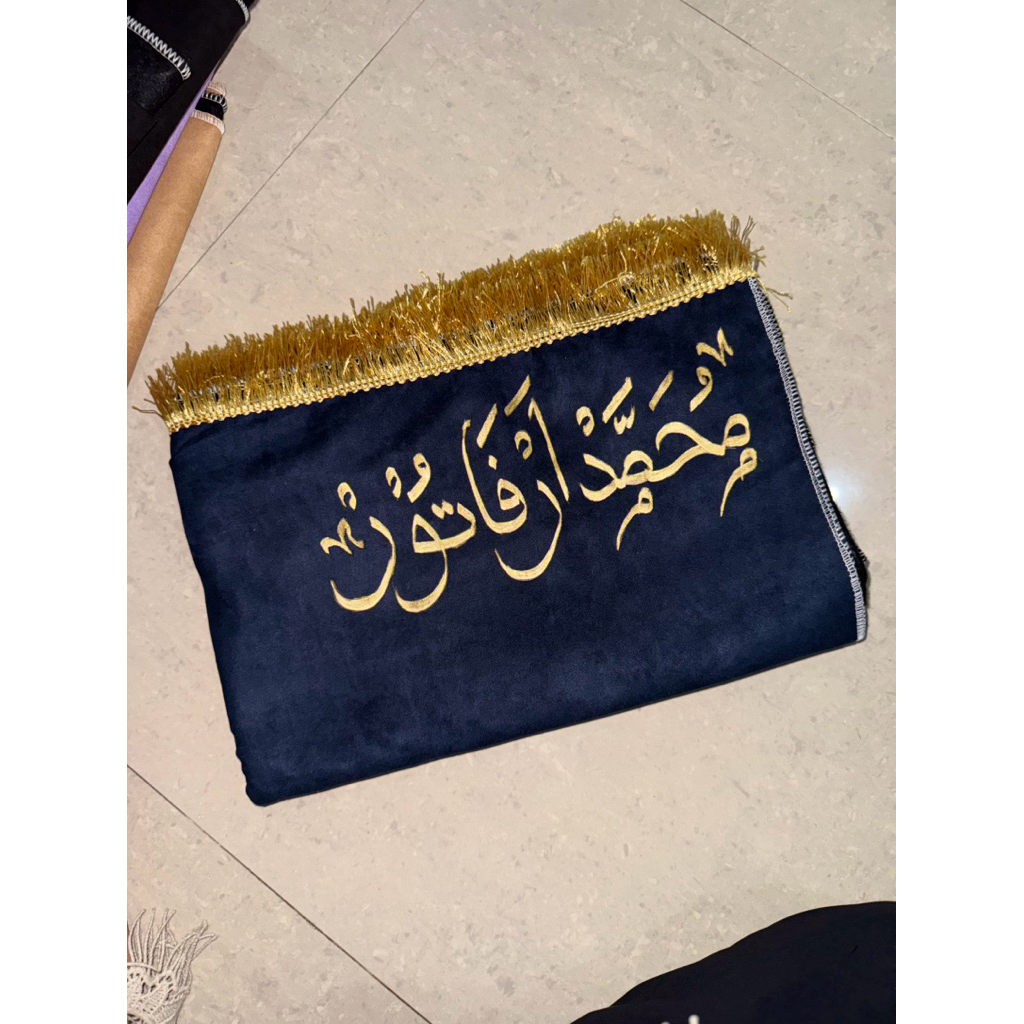 King - (READY SIAP KIRIM) MINI SIZE Standart Sajadah Ukir Nama Arab Sajada Custom Nama Arab Ukir Mus
