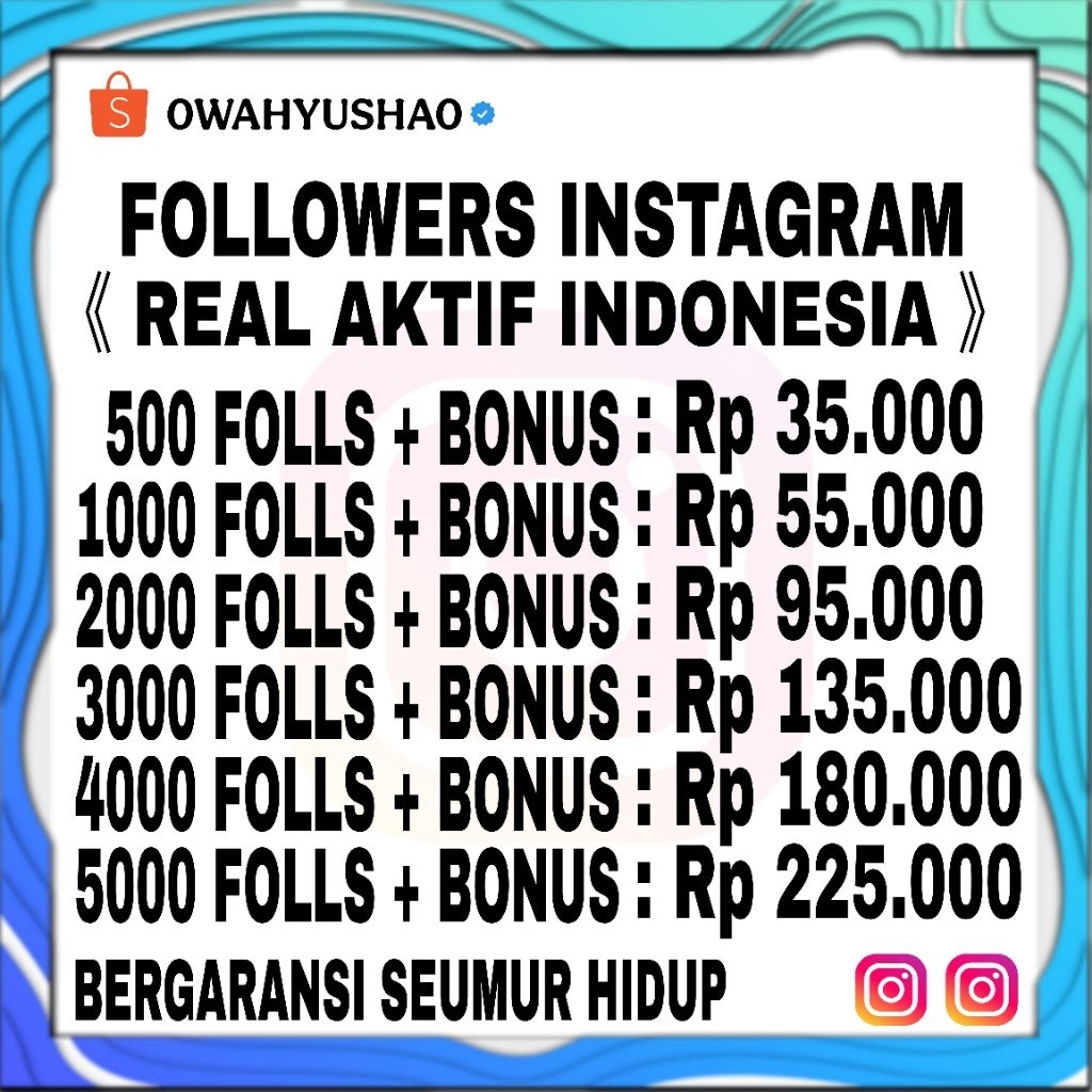 ( Promo ) Followers lG INSTGRAM Aktif INDO Permanen Real Follower Followes Folowers