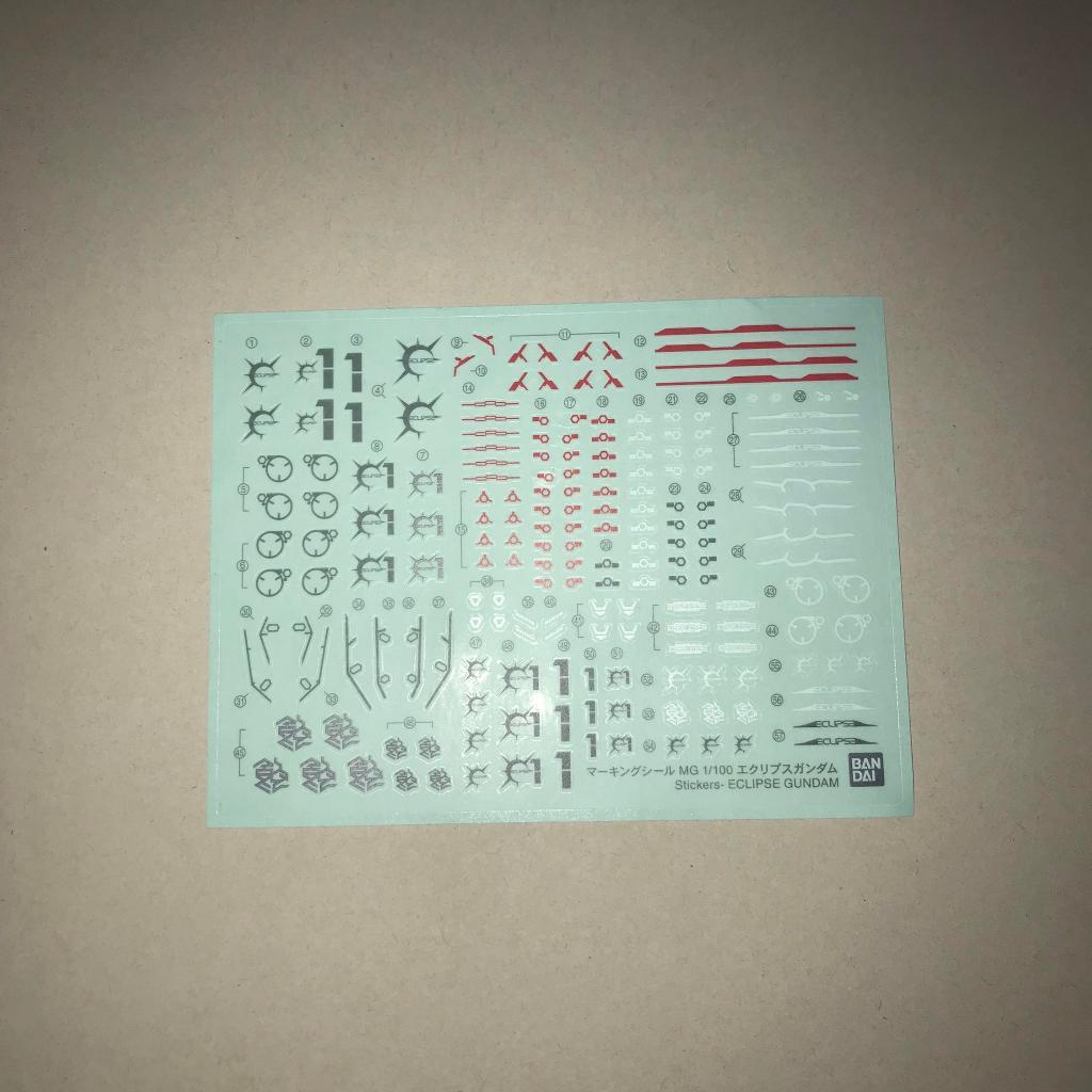 MG Eclipse Gundam Part Sticker Decal Unit