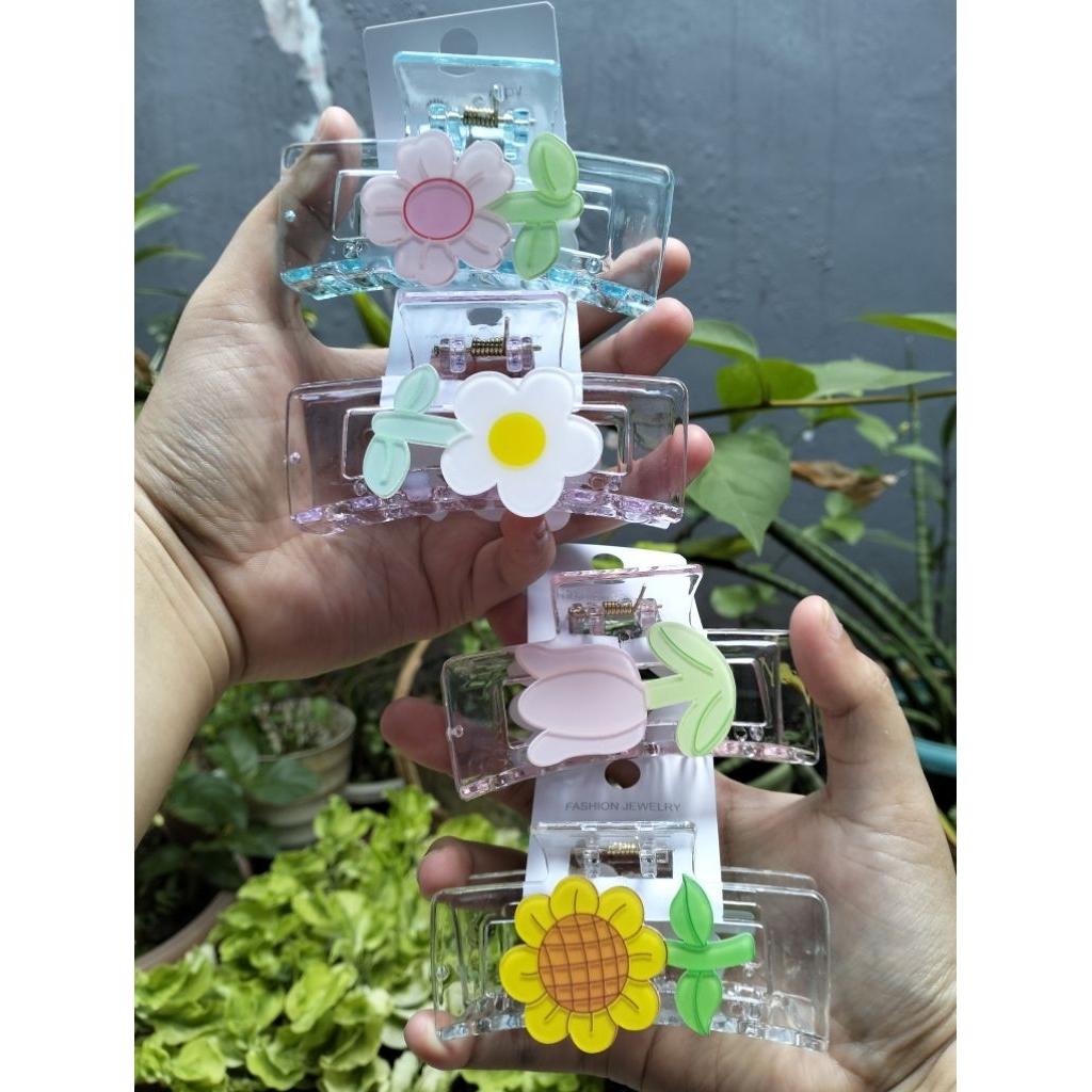 Jepit Jedai Rambut Bening Bunga Matahari Bunga Daisy Bunga Tulip Bunga