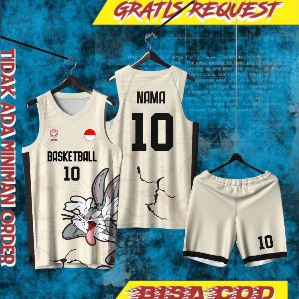 Jersey Basket Bugs Bunny gratis Desain, request nama dan nomor (1hari jadi)