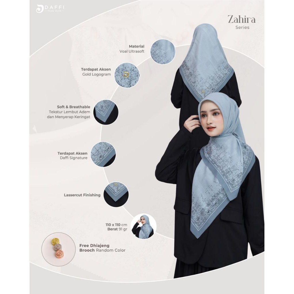 Hijab Daffi Zahira Scarf Series hijab segiempat motif jilbab segiempat ORI Daffi