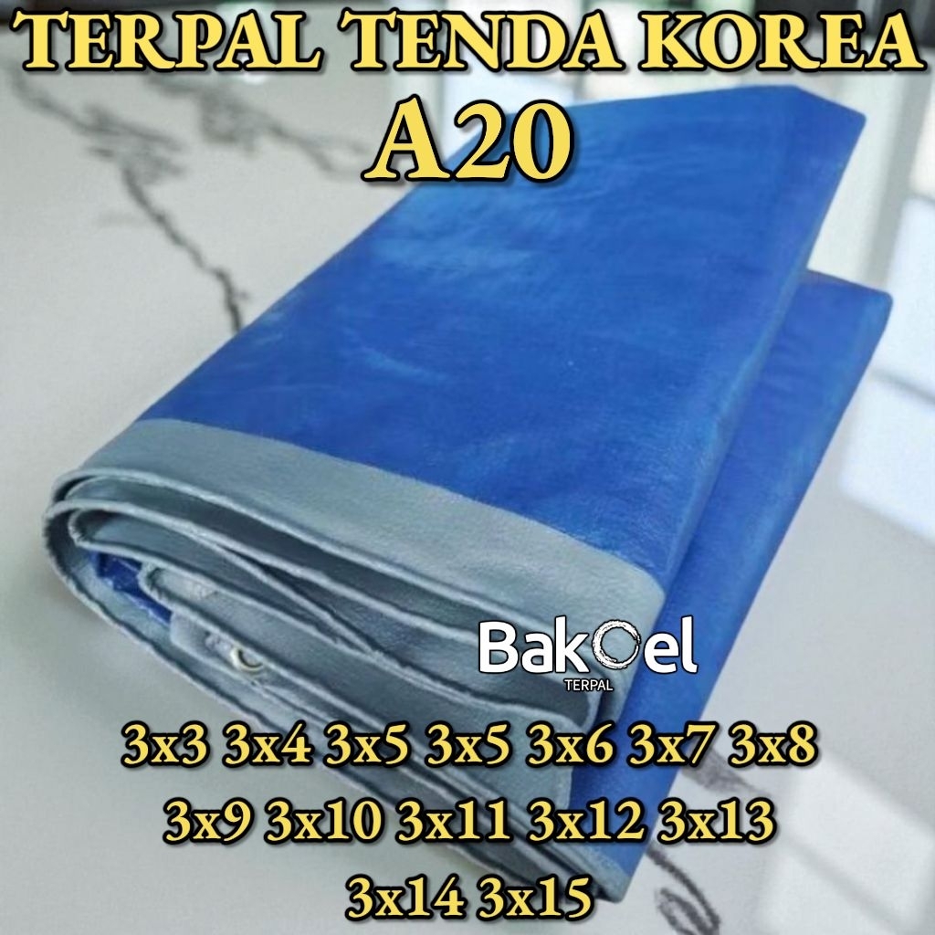 Terpal korea A20 warna biru silver,biru oren,hitam,putih,army army,army jold,hijau gold,hijau biru u