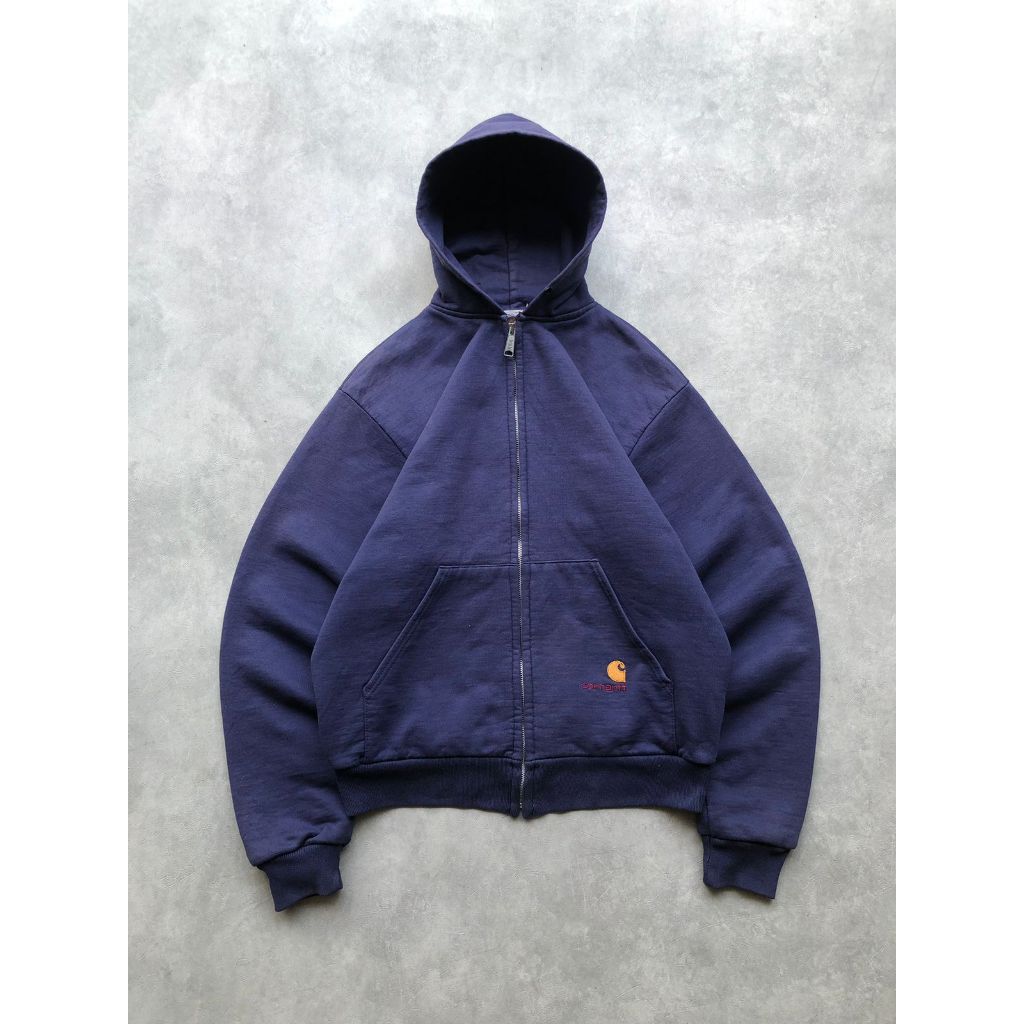 1990s Vintage Carhartt Zip Hoodie Navy Blue