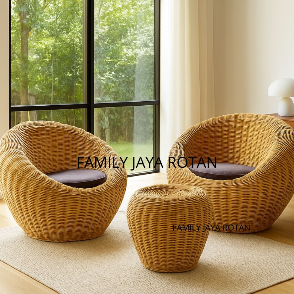 Kursi teras tamu gentong rotan asli/Sofa gentong rotan jumbo dewasa