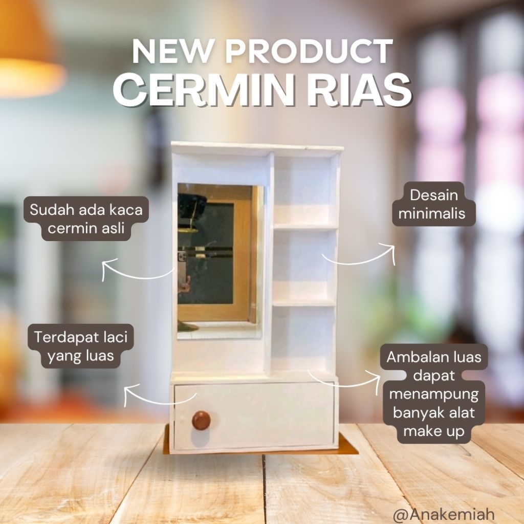 CERMIN RIAS LACI, CERMIN AESTHETIC, CERMIN RIAS, RAK KOSMETIK, RAK SERBAGUNA