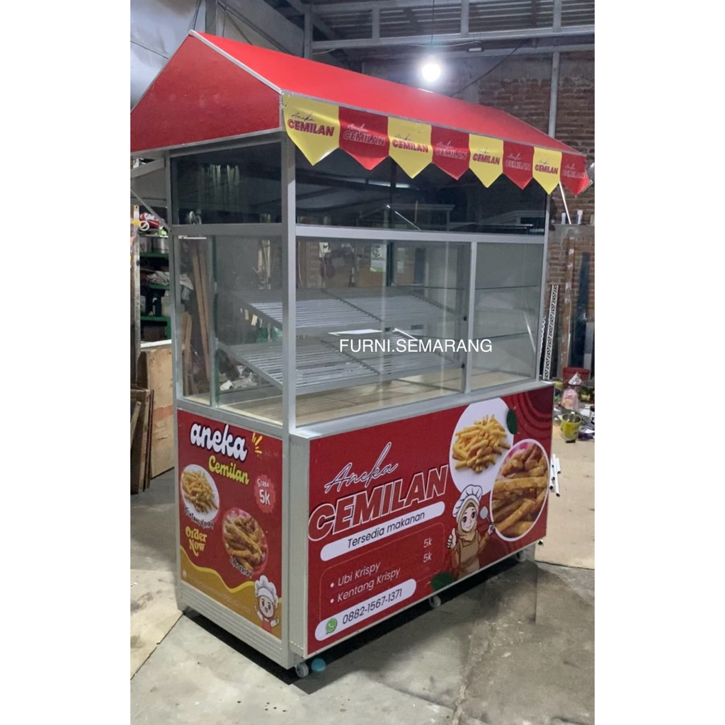 Gerobak Jumbo / Gerobak Aluminium Terbaru / Etalase Kaca / Gerobak Fried Chicken