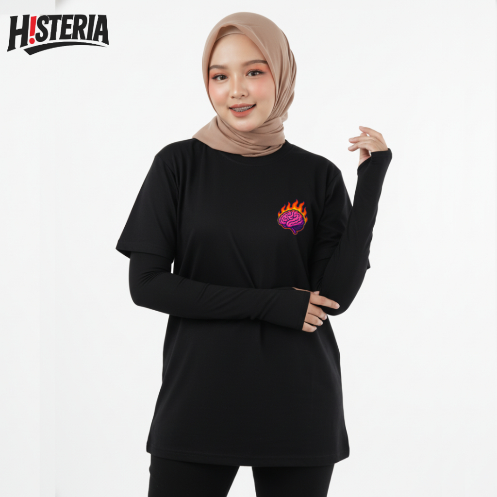 T-Shirt Brain Attack Black Original HSteria – Kaos Unisex Cotton Combed 24s Streetwear