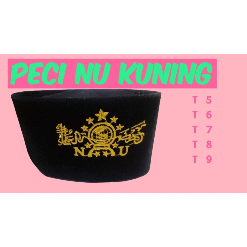 PECI KOPYAH SONGKOK BORDIR NU FULL KUNING