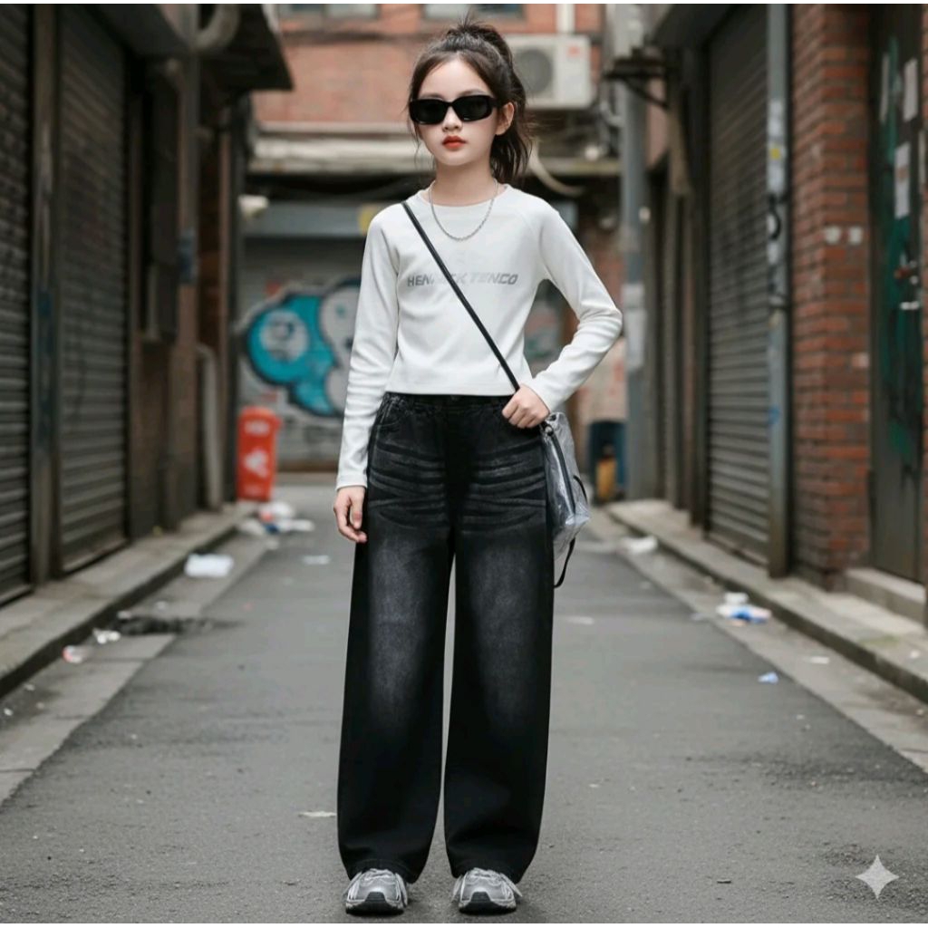 celana jeans anak skena baggy jeans unisex baggy denim jeans