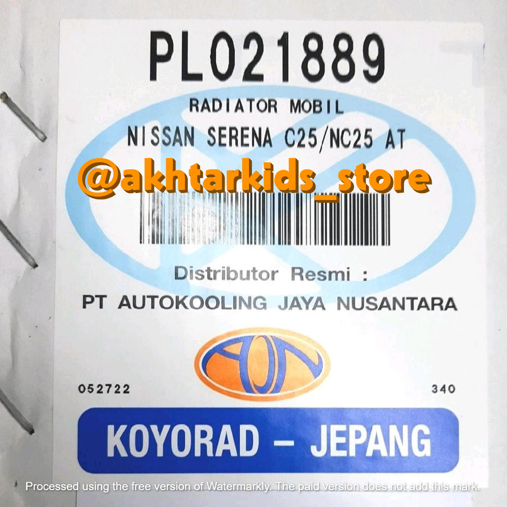 Radiator Nissan Serena C25 Matic Koyorad