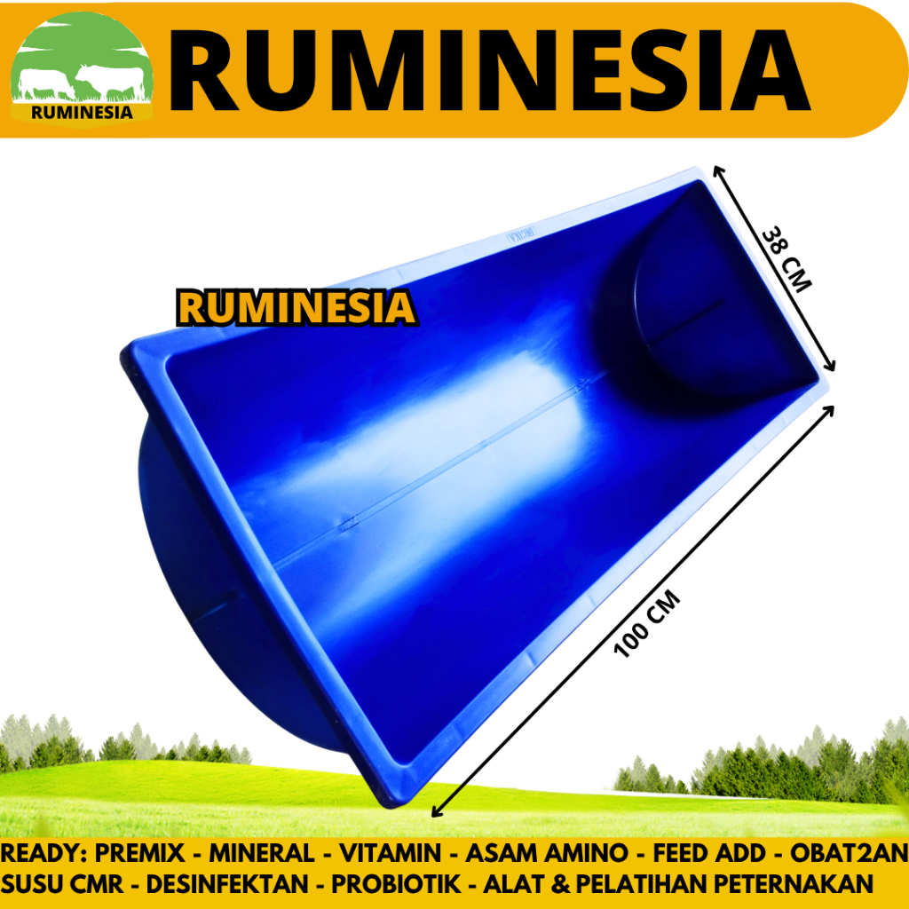 TEMPAT PAKAN KAMBING BIRU - Tempat Makan Kambing - Wadah Pakan Kambing - Palung Pakan Kambing Domba