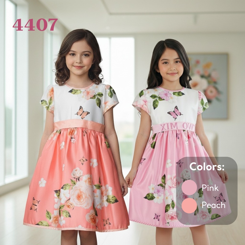 YUFFIE - Mariposa Baju Dress Anak Perempuan - Gaun Natal Satin Elegan Anak Cewek 1-12 Tahun 4407