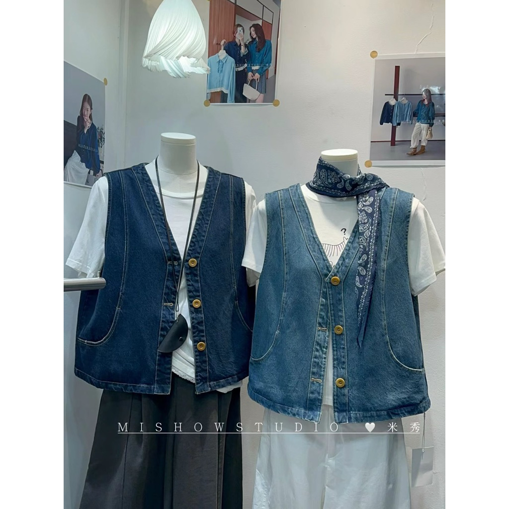 CNN-483 Vest Outer Denim Jeans Tanpa Lengan Wanita China Mishow 18265