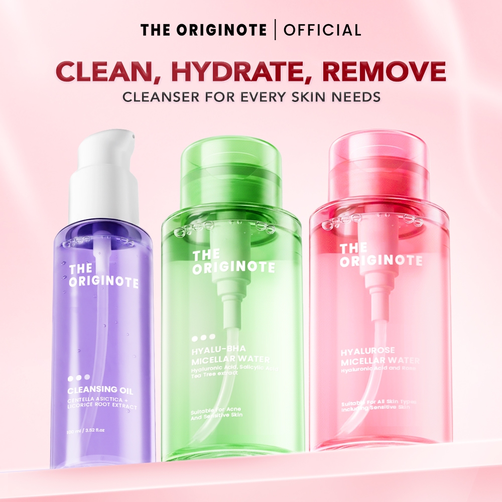 The Originote Cleanser Set | Micellar Water Acne Hyalurose Cleansing Oil Perawatan Wajah Lengkap Kul