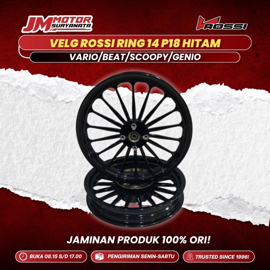 VELG ROSSI RACING PALANG 18 KWDT HITAM BEAT/VARIO/SCOOPY/GENIO
