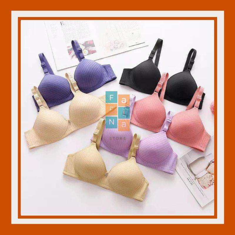 BRA big size pakaian dalam bra wanita jumbo ukuran besar busa tipis motif bintik airfree push up rem