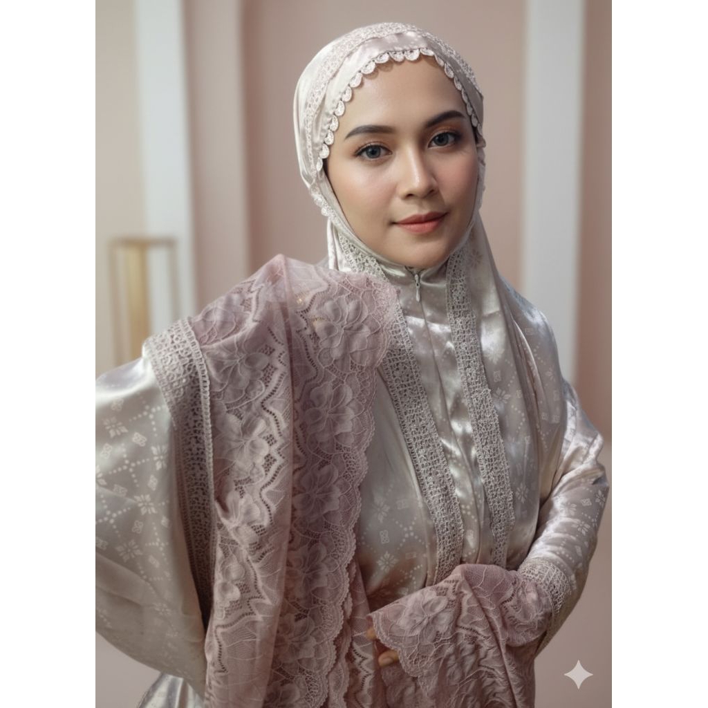 Mukena Armani Jaguar kotak| Renda Mewah jumbo 2in1