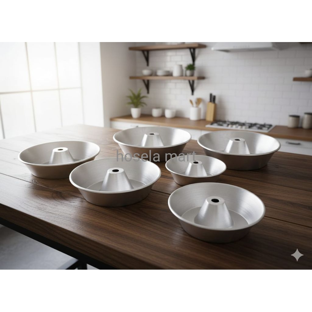 loyang kue bulat aluminium lokal 14 18 20 22 24 26cm / tulban Tuban cetakan kue bolu bolong tengah