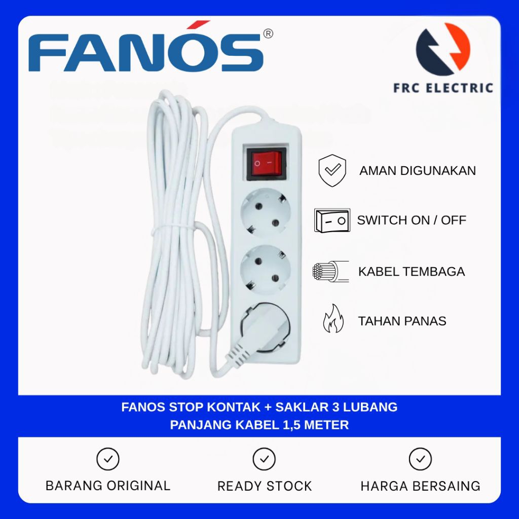 STOP KONTAK - STOP KONTAK 3 LUBANG - STOP KONTAK KABEL - STOP KONTAK ARDE - TERMINAL LISTRIK 3 LUBAN