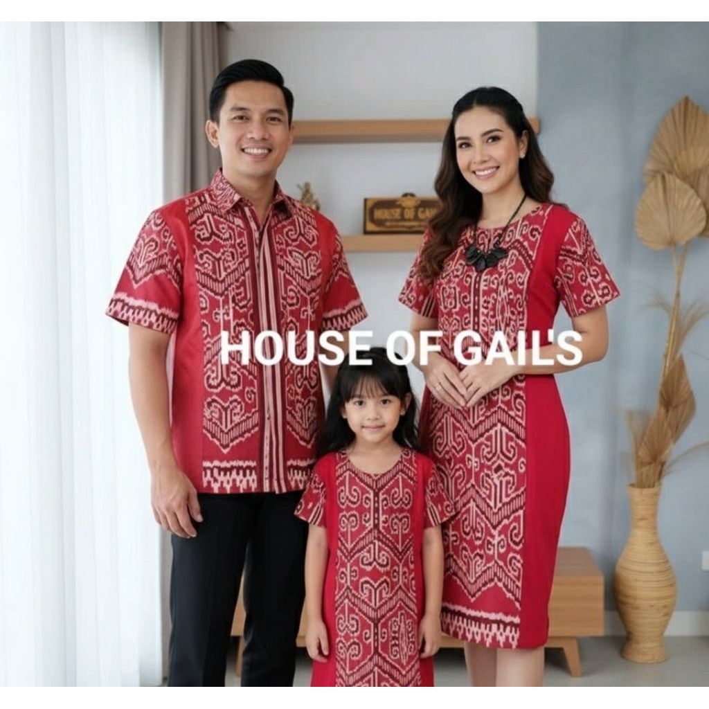 READY STOCK BAJU SET COUPLE TENUN MOTIF KALIMANTAN