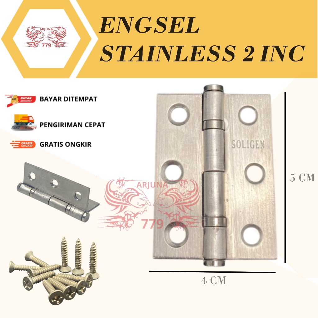 ENGSEL MINI STAINLESS ENGSEL PINTU / JENDELA / LEMARI KECIL 2 INCH STENLIS STEEL
