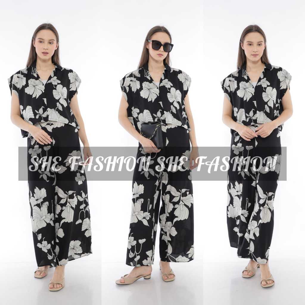 KAMARI SET KULOT CROP TOP setelan wanita