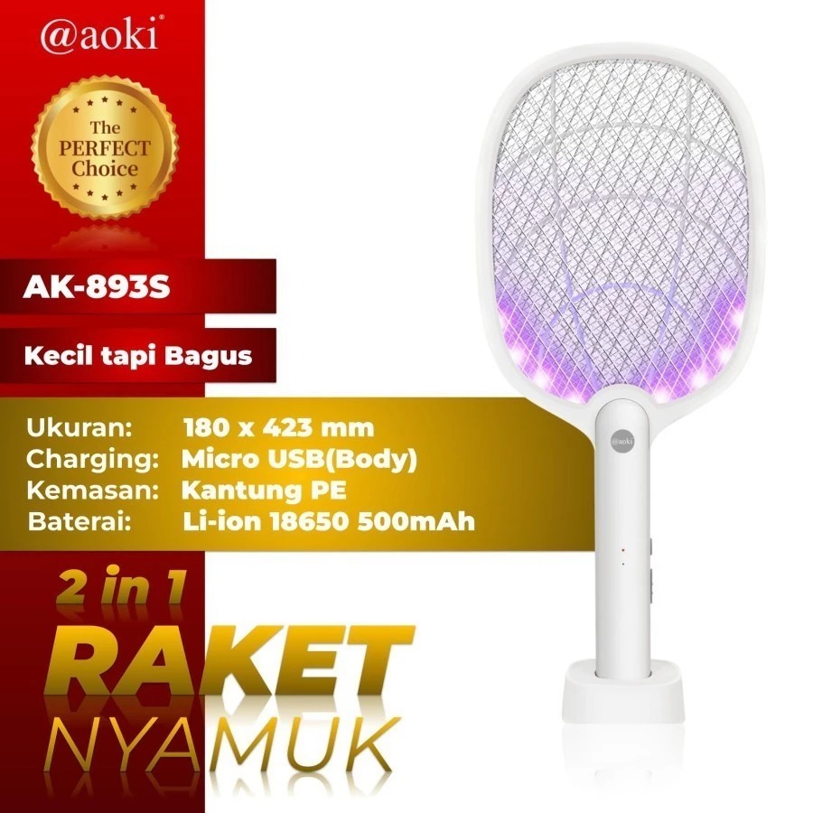 RAKET NYAMUK AOKI AK 893S – Raket Nyamuk Rechargeable dengan Baterai Lithium 18650