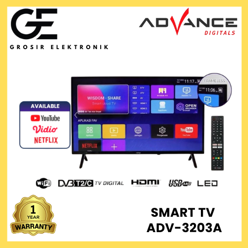 ADVANCE Smart TV ADV-3203A Android LED 32 Inch Garansi Resmi / 3203A
