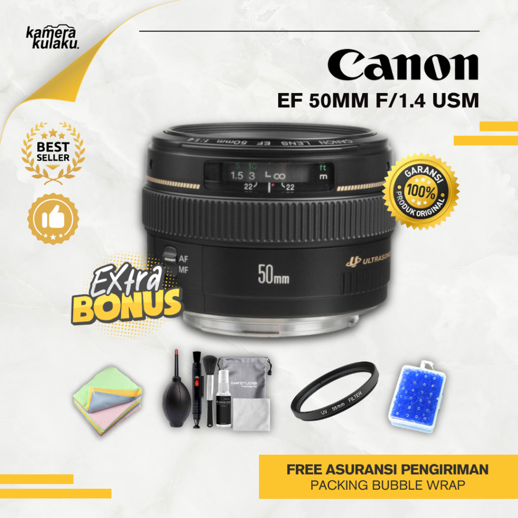 LENSA FIX CANON 50MM F1.4 USM ✅98% MULUS✅ COCOK UNTUK 7D 6D 80D 5D 5D MARK III 6D MARK II