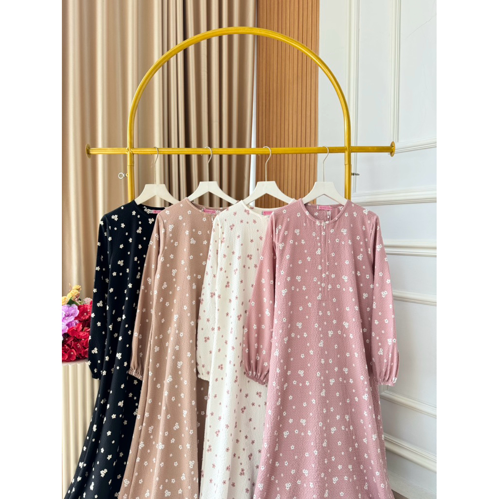 Yura Gamis Daily Dress Gamis Daily Wanita Muslimah Panjang Motif Bunga Casual Daily Wanita Muslimah 