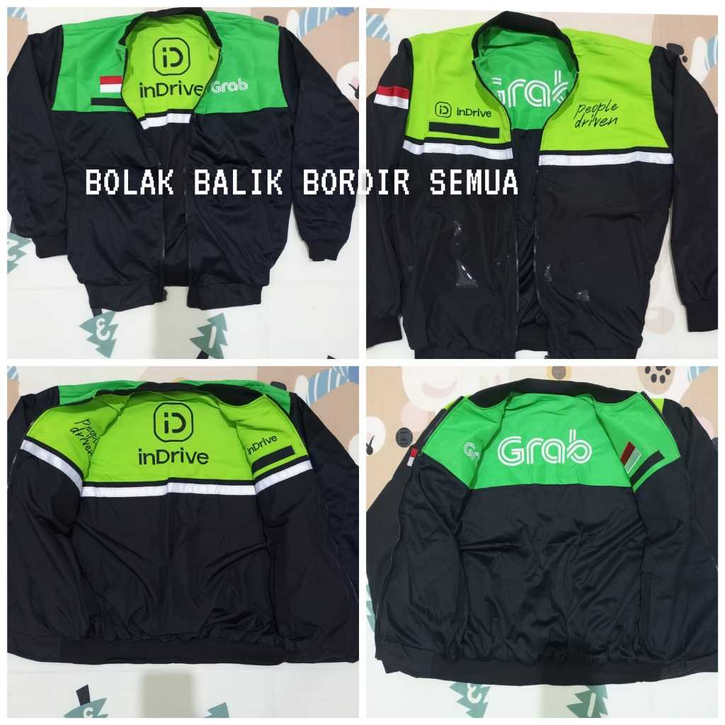 JAKET GRAB INDRIVE SETENGAH HITAM KEREN