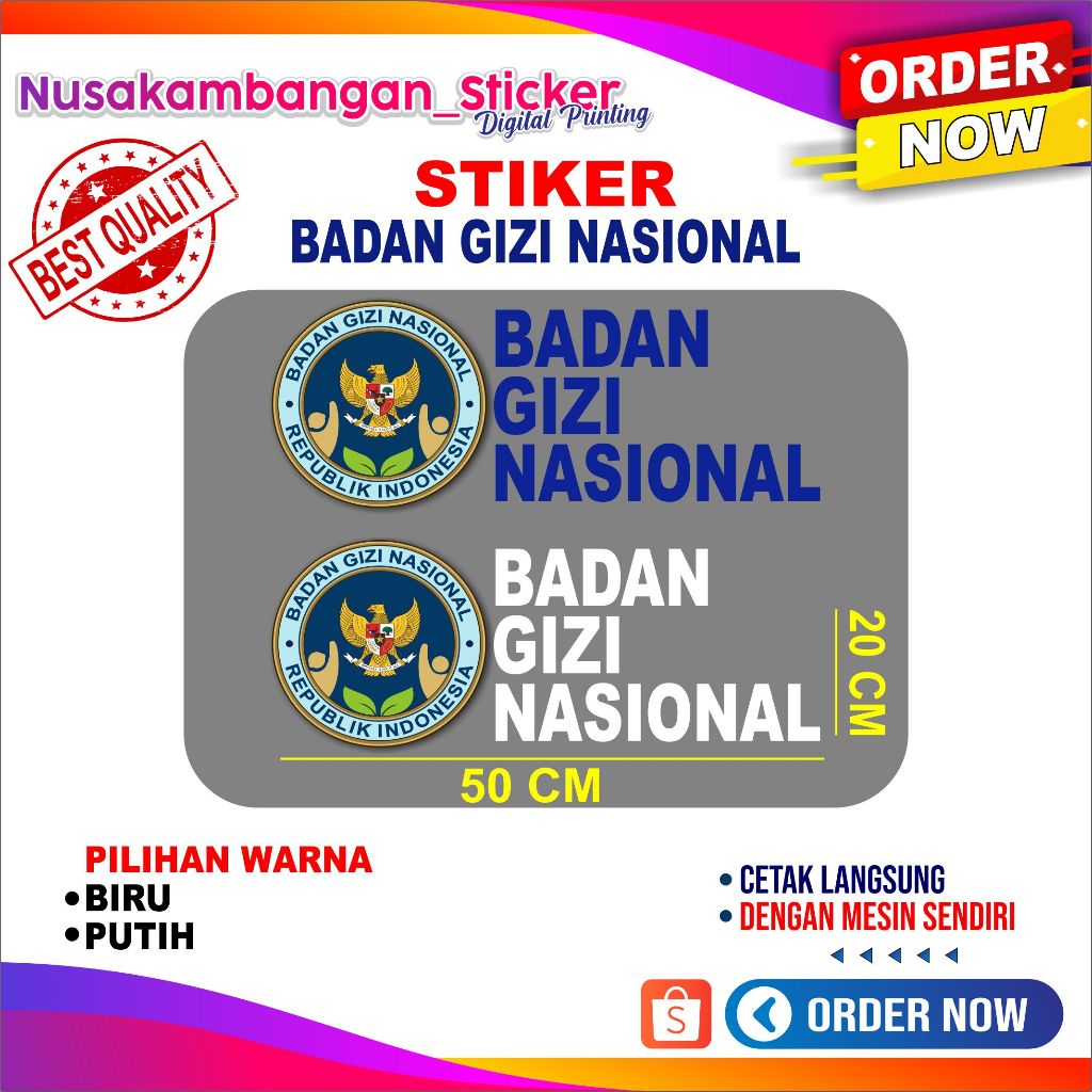 Stiker Logo Badan Gizi Nasional Ukuran 20 Cm X 50 Cm Sticker Bgn sticker logo BGN SPPG