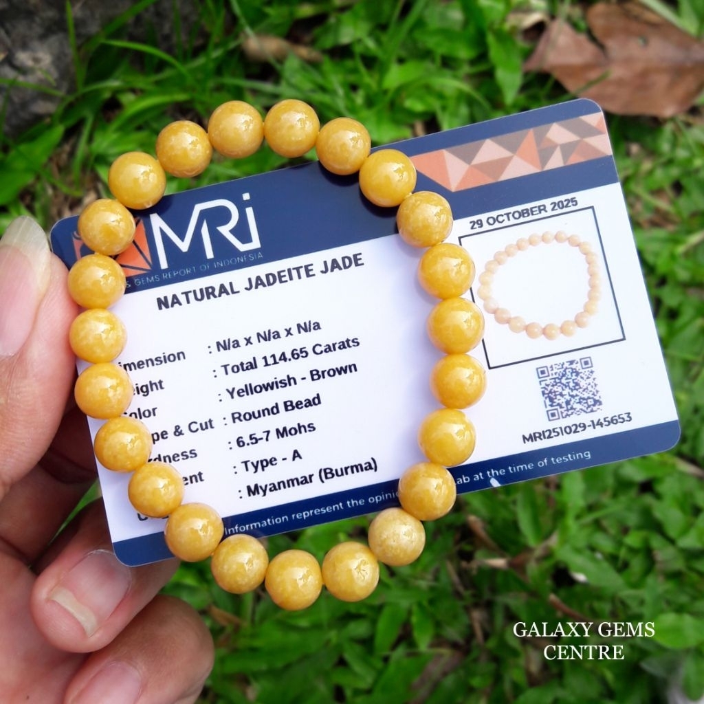 Gelang Batu Natural Yellow Jadeite Jade Myanmar Burma Giok Burma Type A Include Sertifikat Memo