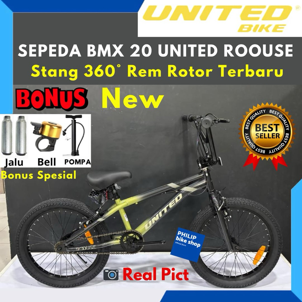 Sepeda Anak Laki Laki 20 BMX United Roouse Lottor Freestyle New